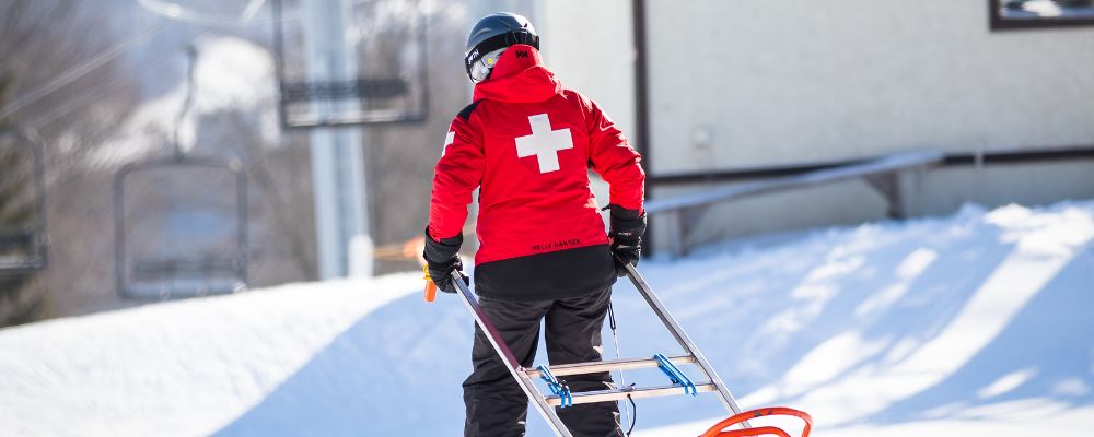 Ski Patrol White Cross on Back on Red Coat